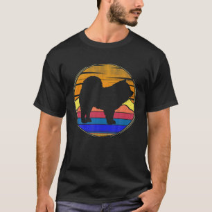 Vintages Chow Kauen Retro-Sonnenuntergang Haustier T-Shirt