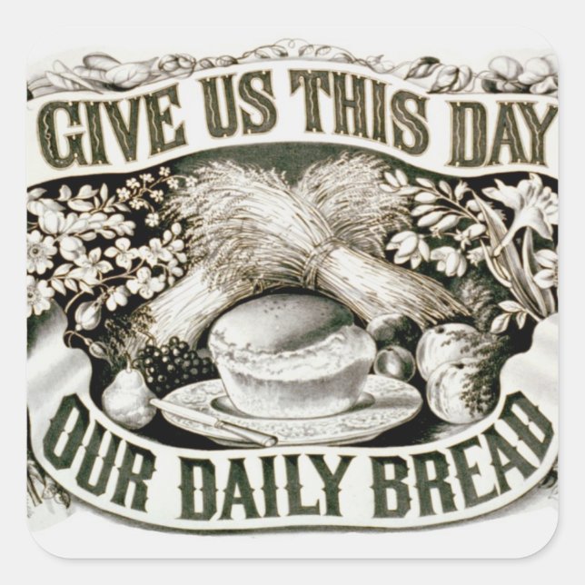 Vintages Christliches, tägliches Gebäck 1872 Quadratischer Aufkleber (Vorderseite)