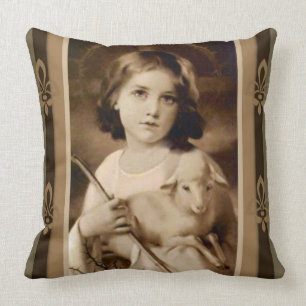 Vintages Christus-Kind mit Lamm u. Personal Kissen