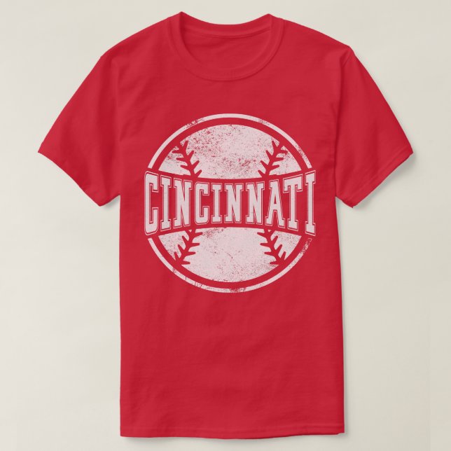 Vintages Cincinnati Baseball-Baseball-Team-Geschen T-Shirt (Design vorne)