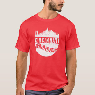 Vintages Cincinnati Baseball Skyline Retro Rotes G T-Shirt