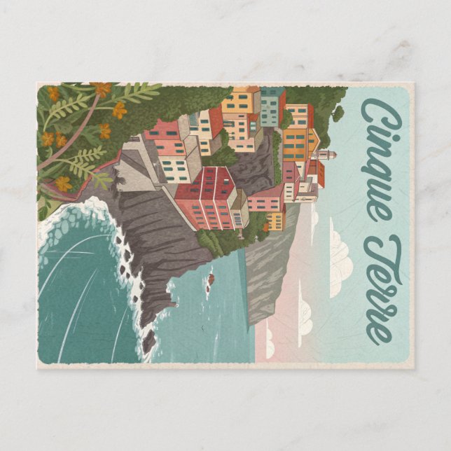 Vintages Cinque Terre Vernazza Postkarte (Vorderseite)