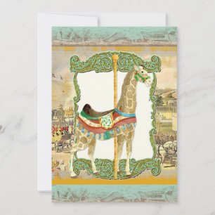 Vintages Circus Poster, Giraffe Babydusche Einladung