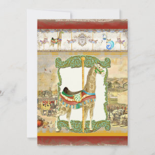 Vintages Circus Poster, Giraffe Babydusche Einladung