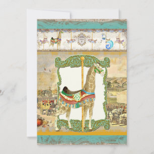 Vintages Circus Poster, Giraffe Babydusche Einladung