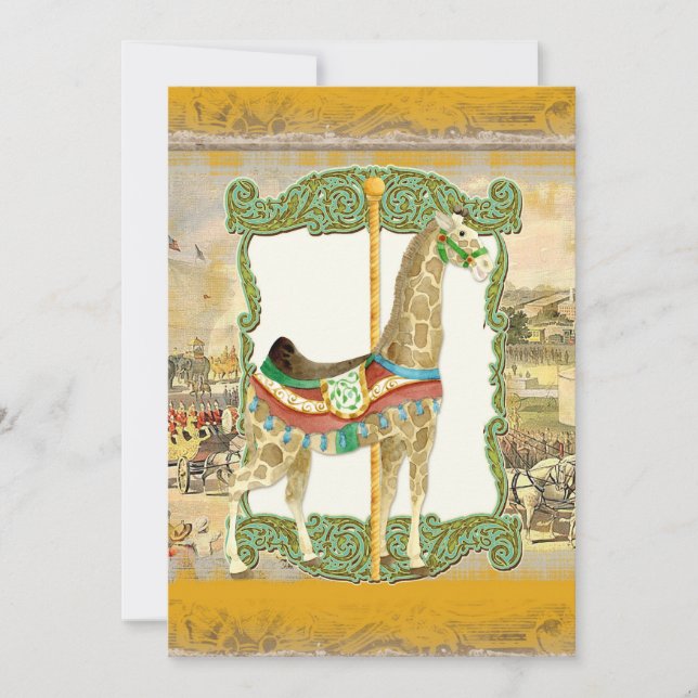 Vintages Circus Poster, Giraffe Babydusche Einladung (Vorderseite)