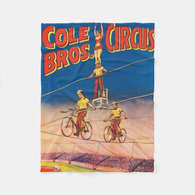 Vintages Circus Poster mit Hochdrahtreakrobaten Fleecedecke (Vorderseite)
