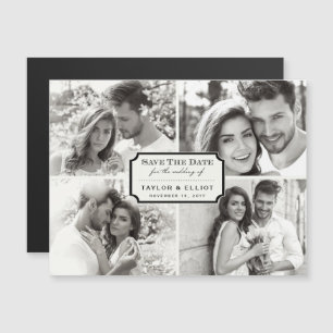 Vintages Classic Buchzeichen Vier Foto Magneteinladung