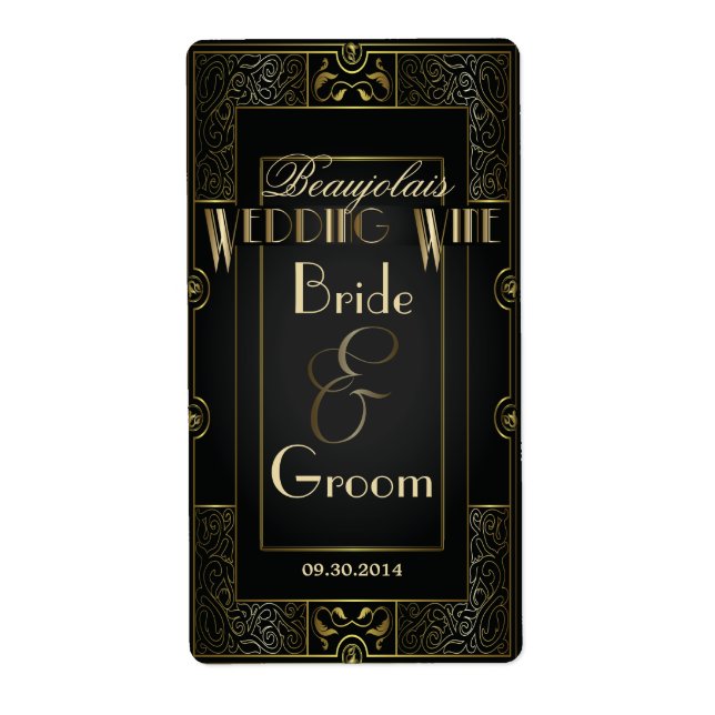 Vintages Classic Gatsby Style Wedding Wine Label (Vorne)