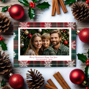 Vintages Classic Red & Green Weihnachtsfest Foto Feiertagskarte