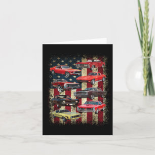 Vintages Clic Muscle Car Retro American Flag Patri Karte