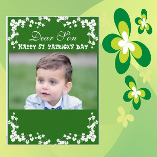 Vintages Clover St Patrick's Day Son/Grandson Foto Feiertagskarte