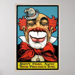 Vintages Clown Face Art Poster