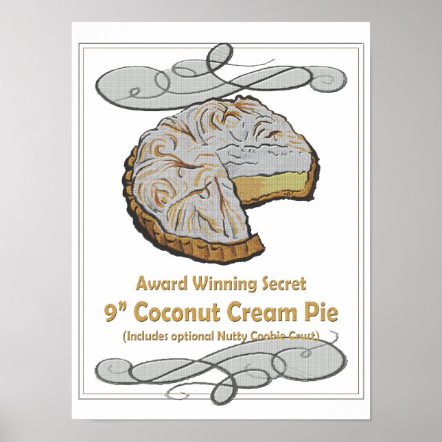 Vintages Coconut Creme Pie Rezept Poster (Vorne)