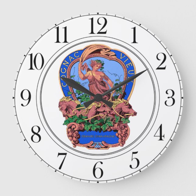 Vintages Cognac Label Bar Large Clock Große Wanduhr (Vorderseite)