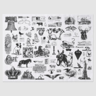 Vintages Collage Decoupage Tissue Paper Seidenpapier