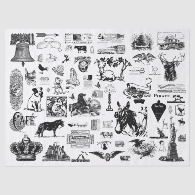 Vintages Collage Decoupage Tissue Paper Seidenpapier (Vorderseite)