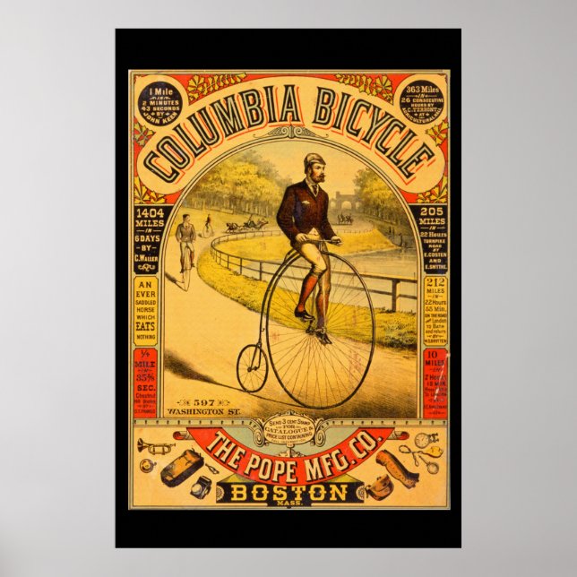 Vintages Columbia Bicycle 36 x 24 Reprint Poster (Vorne)