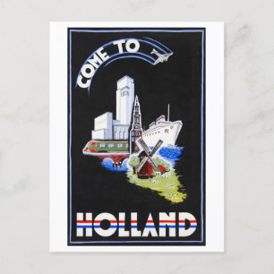 Vintages "Come to Holland" Reiseplakat Postkarte