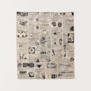 Vintages Comic Book Klassifizierte Anzeigeseite Wandteppich