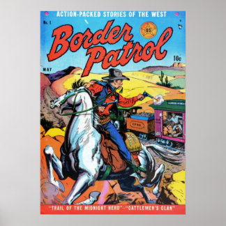 Vintages Comic für Grenzschutzbeamte Poster