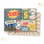 Vintages Comic Geburtstag Einladung<br><div class="desc">Feiern Sie den besonderen Tag Ihres Kindes mit einer charmanten Einladung,  die von Vintagen Comic-Büchern inspiriert wird.</div>