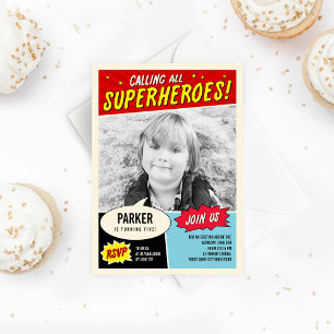 Vintages Comic Superheld Einladung