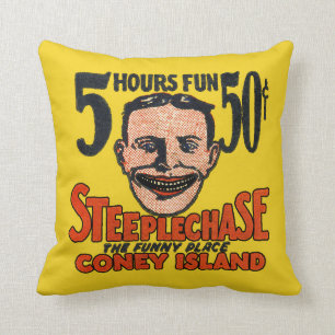 Vintages Coney-Insel-lustiges Gesicht Kissen