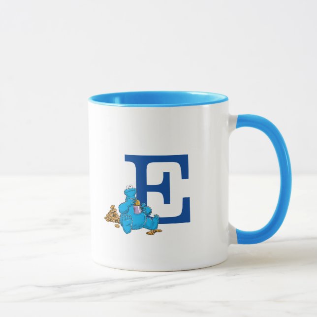 Vintages Cookie Monster Eating Cookies Monogram E Tasse (Rechts)