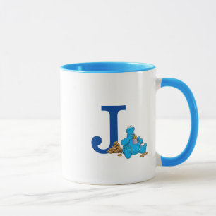 Vintages Cookie Monster Eating Cookies Monogram J Tasse