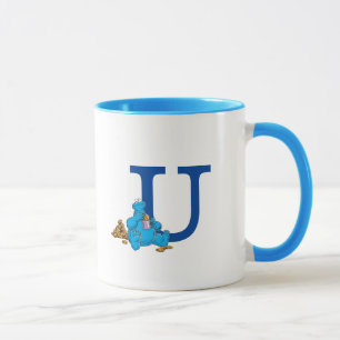 Vintages Cookie Monster Eating Cookies Monogram U Tasse