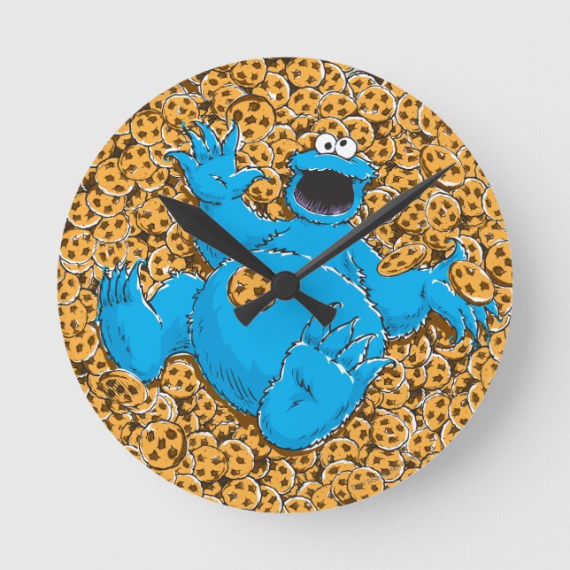 Vintages Cookie-Monster und Cookies Runde Wanduhr (Vorderseite)