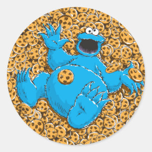 Vintages Cookie-Monster und Cookies Runder Aufkleber
