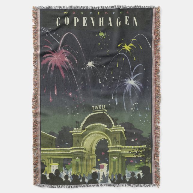 Vintages Copenhagen Illustration Travel Poster Decke (Vorderseite Vertikal)