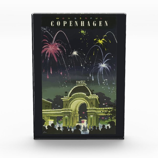 Vintages Copenhagen Illustration Travel Poster Fotoblock (Vorderseite)