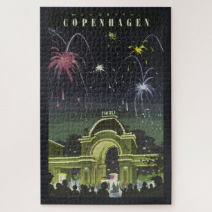 Vintages Copenhagen Illustration Travel Poster Puzzle