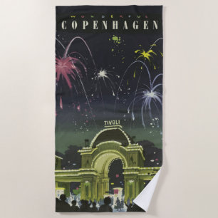 Vintages Copenhagen Illustration Travel Poster Strandtuch
