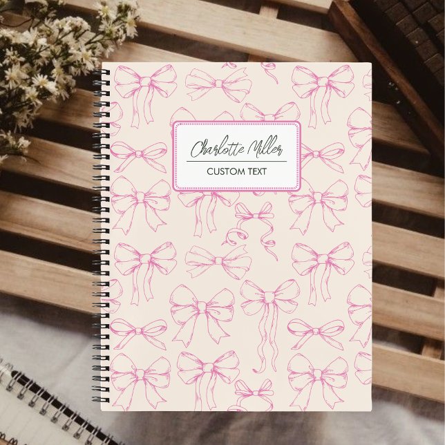 Vintages Coquette Pink Bows SpiralNotebook Notizbuch (Von Creator hochgeladen)