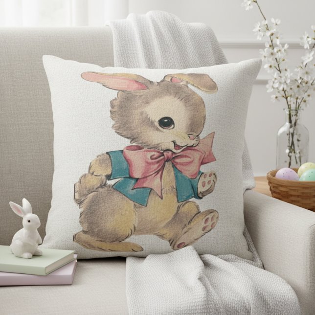 Vintages Cottontail Bunny Rabbit Kissen (Vintage Watercolor Cottontail Bunny Rabbit Throw Pillow)