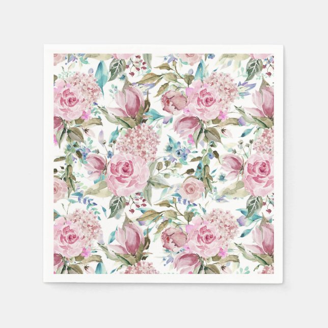 Vintages Country Chic Rosa Aquamarin Lavendel Serviette (Vorderseite)