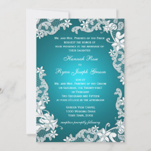 Vintages Country Floral Design Aqua Einladung