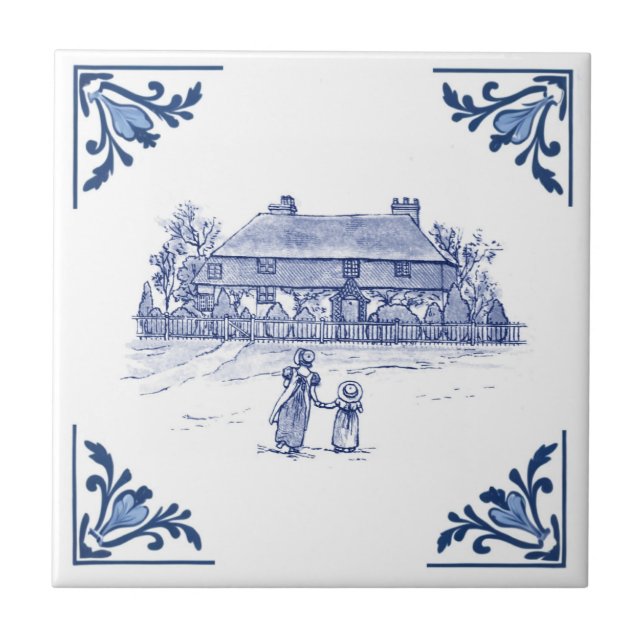 Vintages Country House Zuhause Delft Blue & White Fliese (Vorderseite)