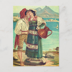 Vintages Couple Kissing in Italien Postkarte