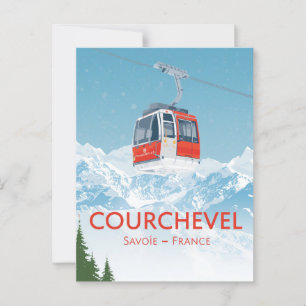 Vintages Courchevel Frankreich Skigelände Postkarte