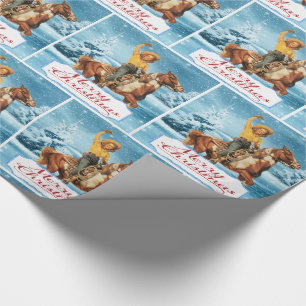 Vintages Cowgirl am Horse Winter Frohe Weihnachten Geschenkpapier