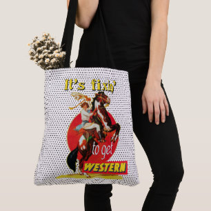 Vintages Cowgirl auf Pferd Fixin", zum des