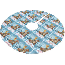 Vintages Cowgirl on Horse Frohe Weihnachten Winter Polyester Weihnachtsbaumdecke