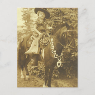 VINTAGES COWGIRL POSTCARD/INVITATION EINLADUNGSPOSTKARTE