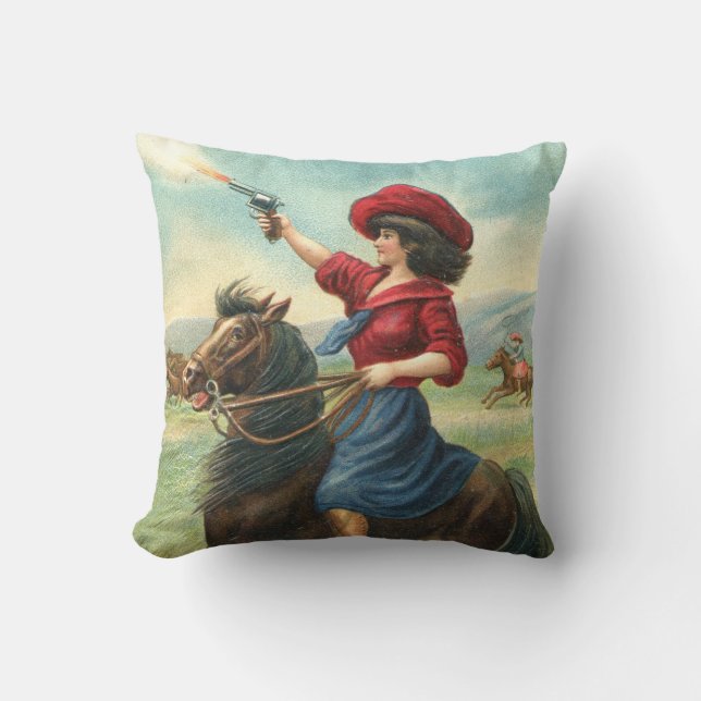 Vintages Cowgirl "Whoop, den es oben" Pillow Kissen (Vorderseite)