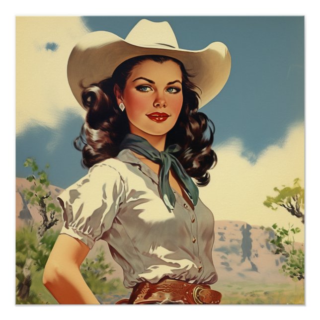 Vintages Cowgirl: Wild West Whispers Poster (Vorderseite)